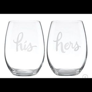 Kate Spade two of a kind stemless his and hers wine glasses